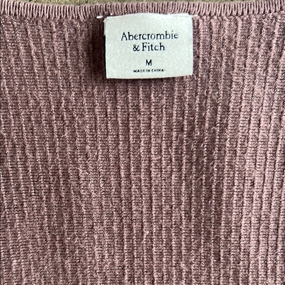 Abercrombie cropped square neck ribbed sweater in mauve - Picture 2 of 3